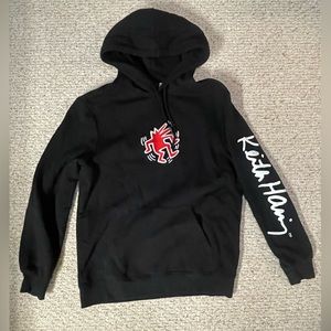 Keith Haring embroidered hoodie with back art piece. Size M